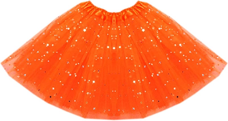 WINROLA Little Girls Stars Sequins Tutu Skirt Princess Ballet Dance Dress for 0-6 Y Sparkle Elastic 3 Layered Tulle Tutu Skirt - Image 1
